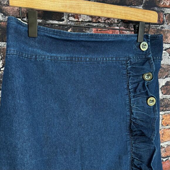 Vesti Denim Side Button Ruffle Skirt Size 6 - Picture 2 of 5
